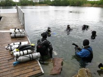 Sidemount Testevent Seahorse Kronau Test im Wasser durch Testteam und Sven mit dem DiveSystem Manta 01